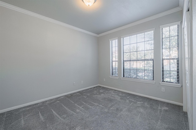 carpeted empty room with ornamental molding