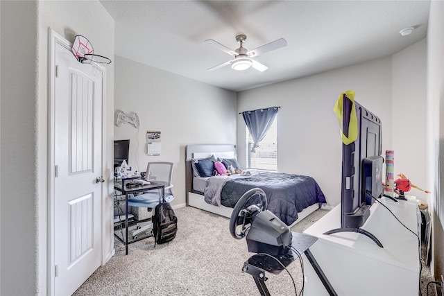 bedroom with carpet and ceiling fan