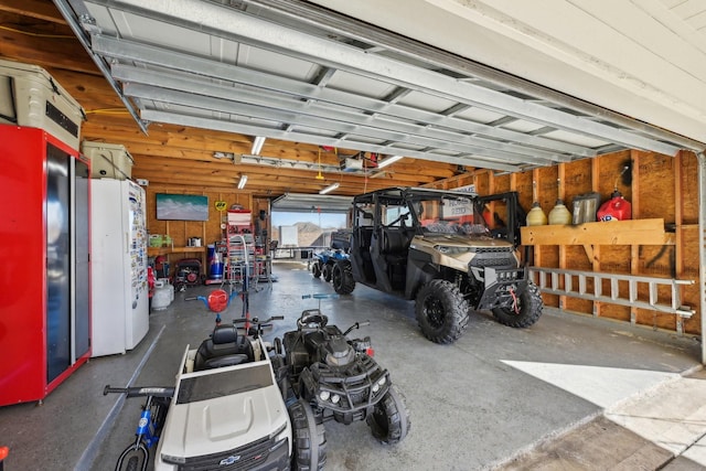 garage with a garage door opener