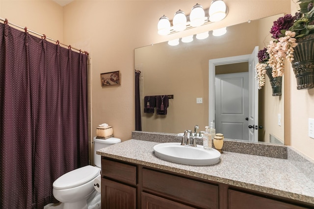 7514 Saddle Blanket Dr, Waller, TX 77484 - bathroom featuring toilet, vanity, and a shower with shower curtain
