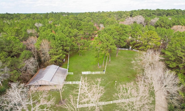 birds eye view of property with a rural view