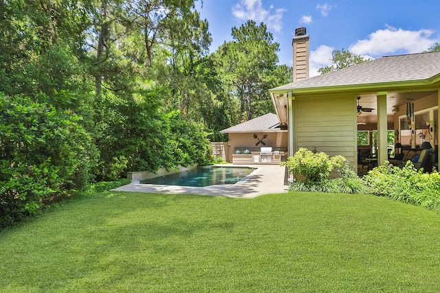 7514 Saddle Blanket Dr, Waller, TX 77484 - outdoor pool featuring a ceiling fan and a patio area