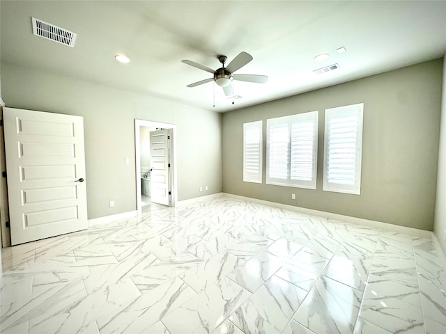 unfurnished bedroom featuring ceiling fan