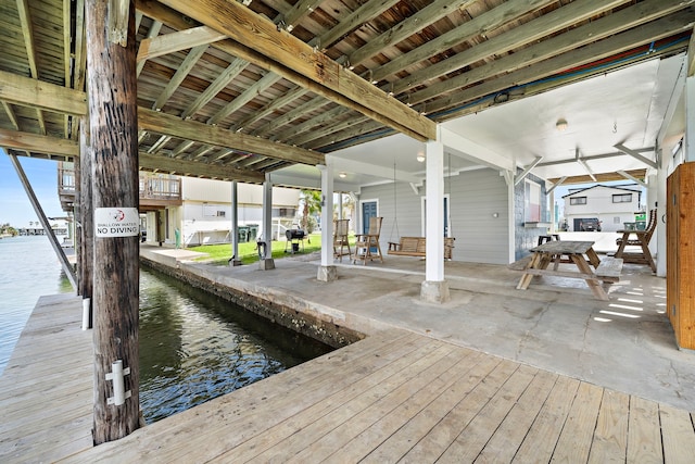 view of dock featuring a water view