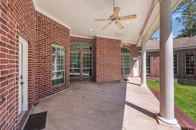 view of patio with ceiling fan