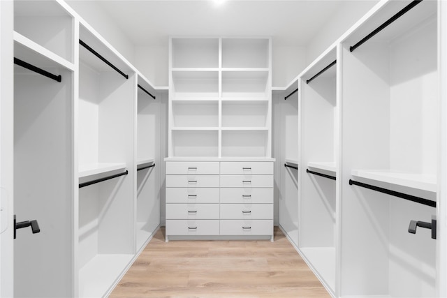 walk in closet featuring light hardwood / wood-style floors