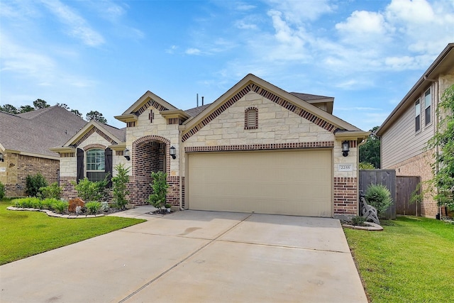 view of front of home with a garage and a front yard