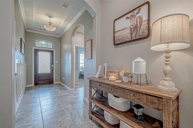 entryway with ornamental molding