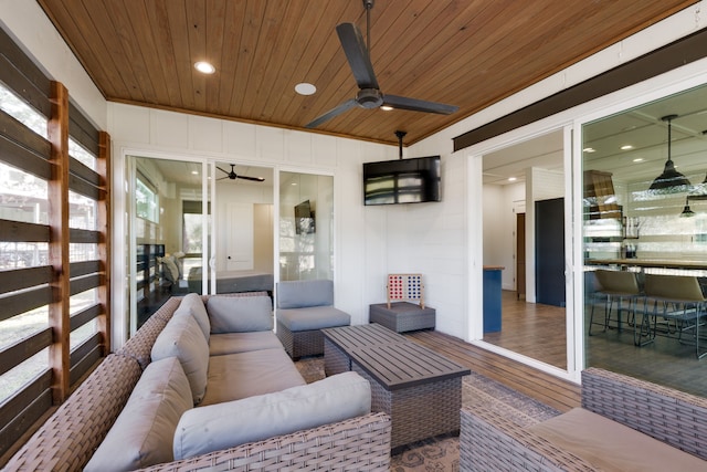 view of patio / terrace featuring an outdoor living space and ceiling fan