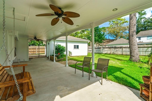 view of patio / terrace featuring ceiling fan