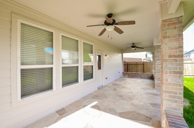 view of patio / terrace featuring ceiling fan