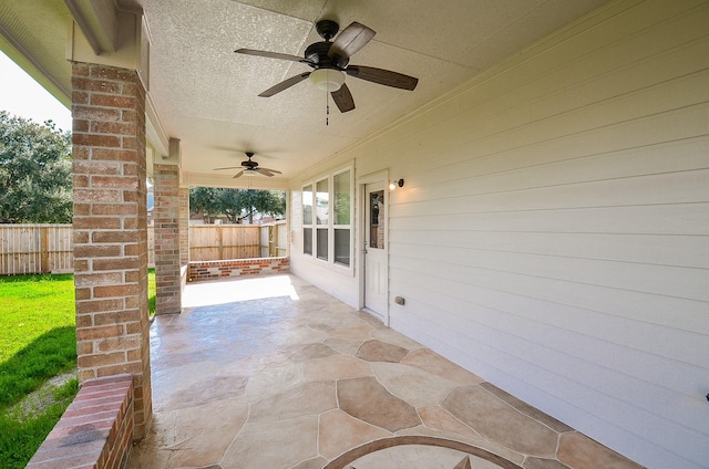 view of patio / terrace featuring ceiling fan