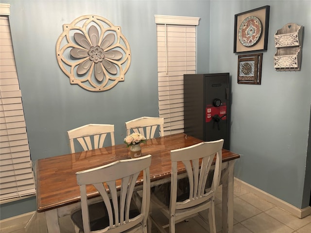 dining room with light tile patterned floors