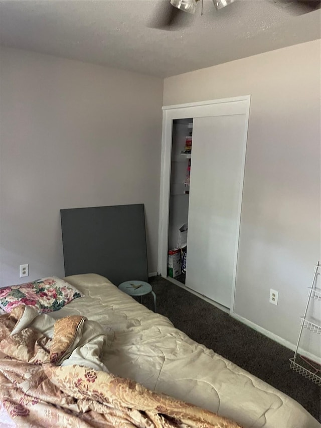 bedroom featuring carpet flooring and a closet