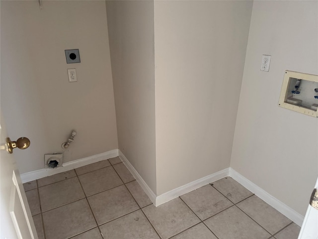 laundry room with washer hookup, light tile patterned floors, hookup for an electric dryer, and gas dryer hookup