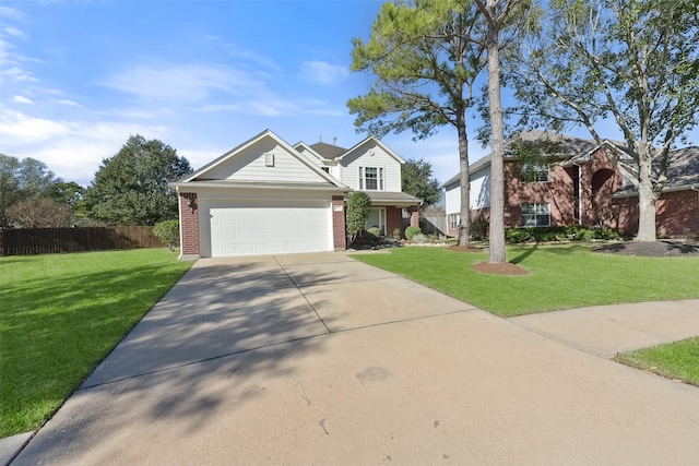 view of front facade featuring a garage and a front yard