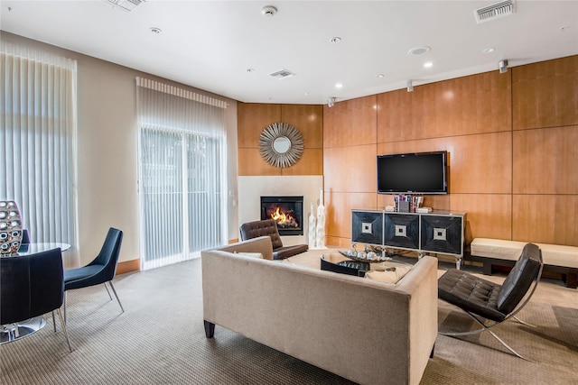 living room featuring carpet flooring