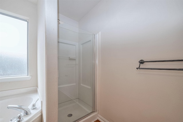 bathroom with plus walk in shower