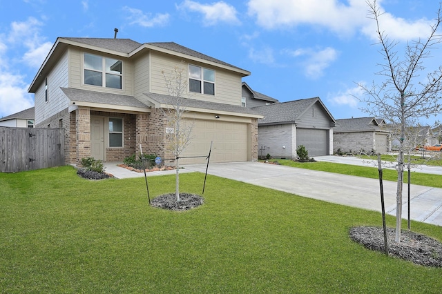 view of front facade featuring a garage and a front yard