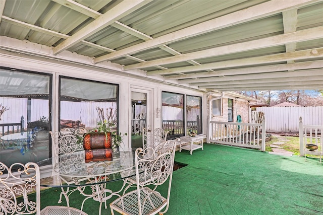 view of unfurnished sunroom