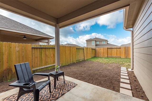 view of patio with ceiling fan