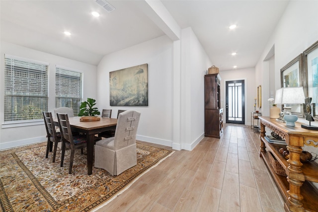 dining room with light wood-type flooring