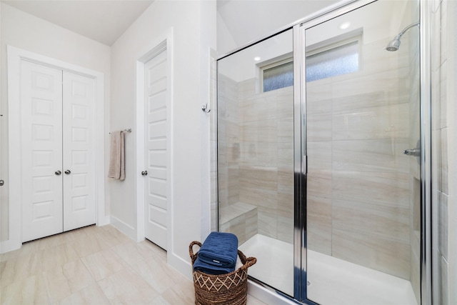 bathroom featuring walk in shower