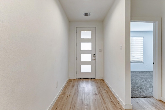 doorway featuring light wood-type flooring