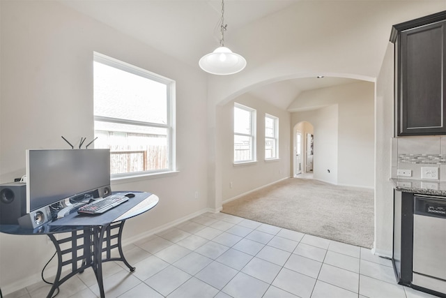 dining room featuring light tile patterned flooring