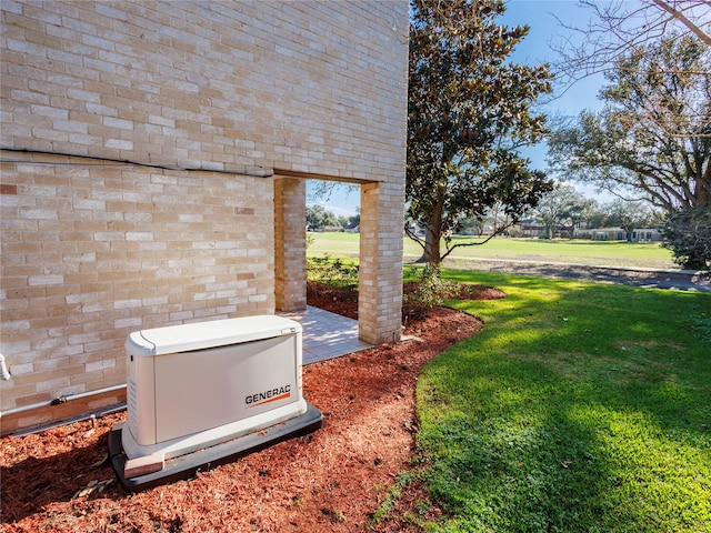 exterior details with a yard