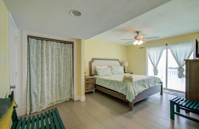 bedroom featuring ceiling fan