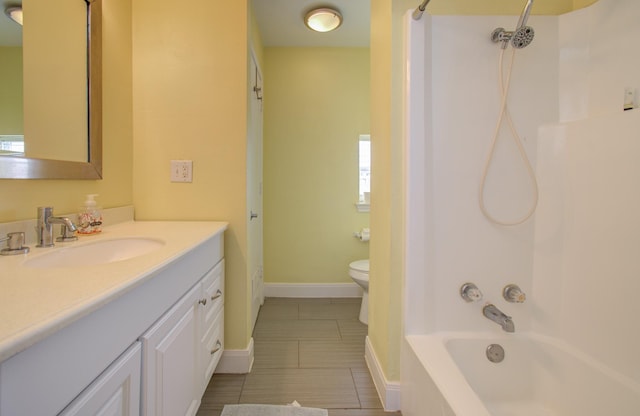 full bathroom with vanity, toilet, and shower / bath combination