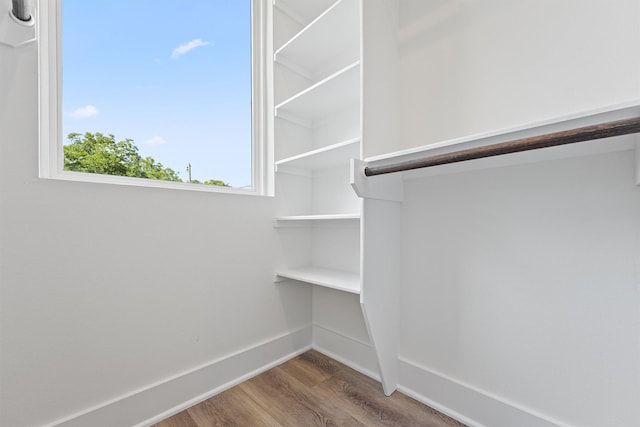 walk in closet featuring hardwood / wood-style flooring