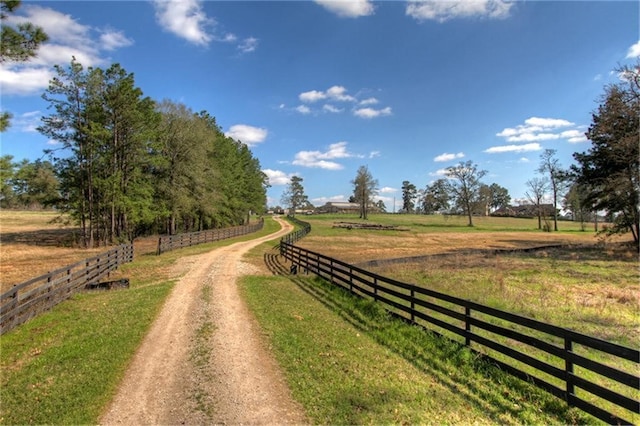 view of street with a rural view