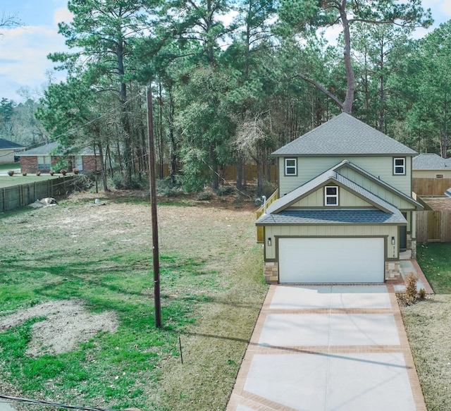 view of yard featuring a garage