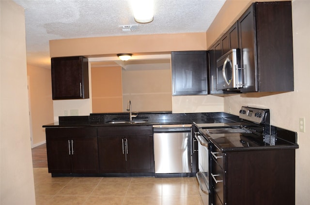 kitchen featuring sink, dark brown cabinets, and stainless steel appliances