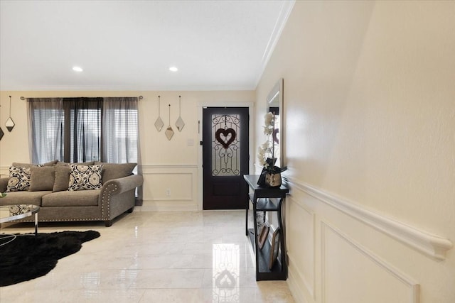 entrance foyer with crown molding