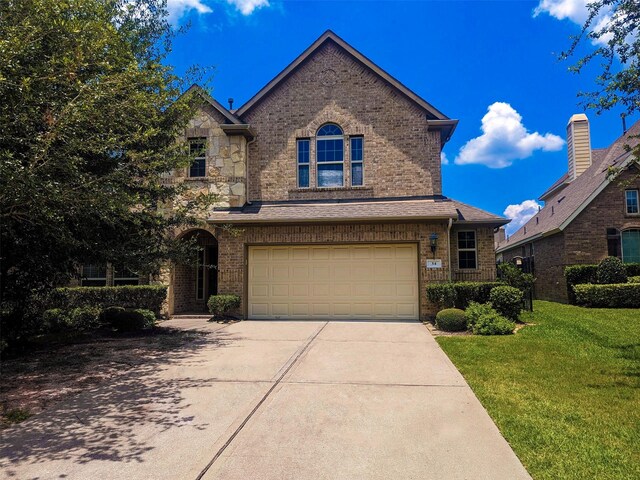 view of front of home with a garage and a front yard