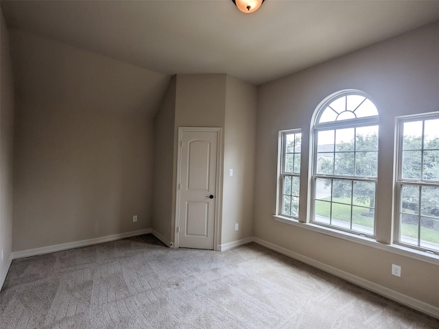 bonus room featuring light carpet and baseboards