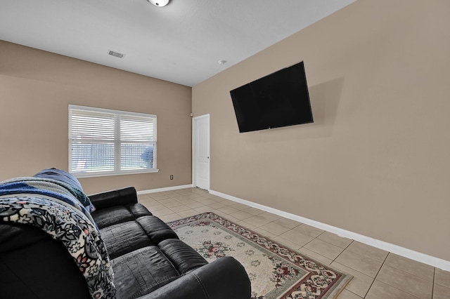 living room featuring light tile patterned floors