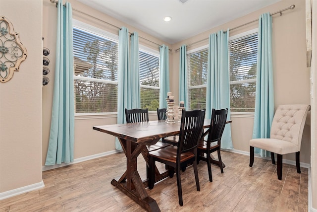 dining room with light hardwood / wood-style floors