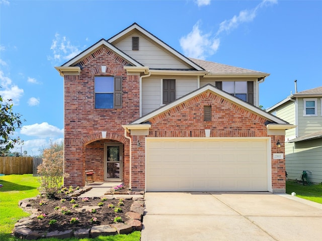 view of front property with a garage