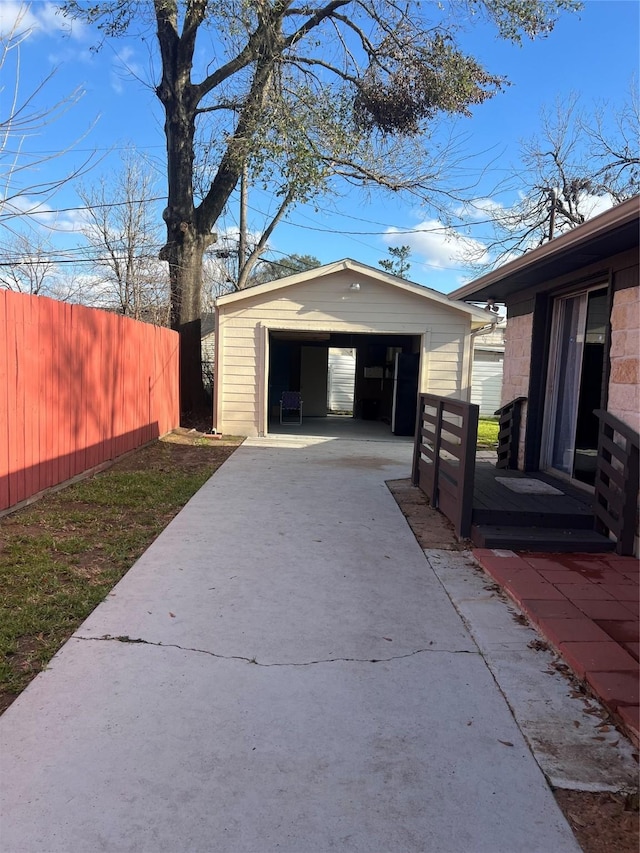 view of garage