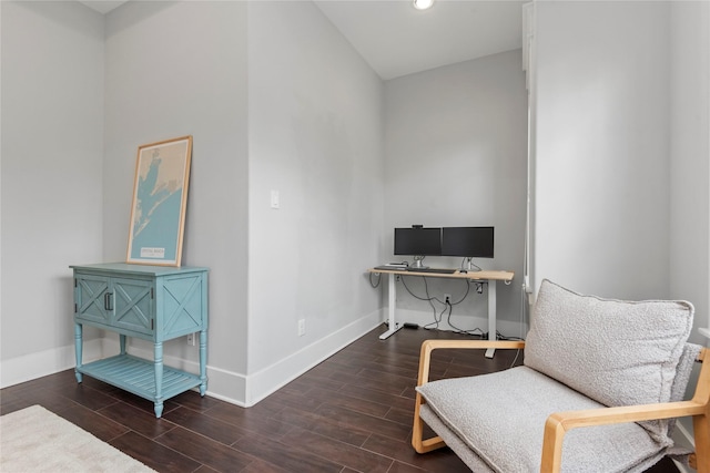 living area with dark wood-type flooring