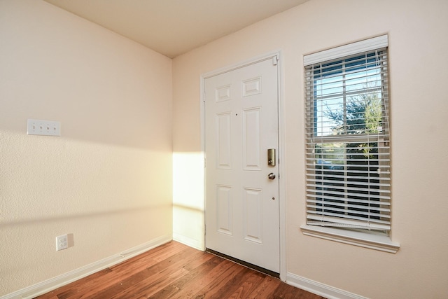 entrance foyer with wood finished floors and baseboards