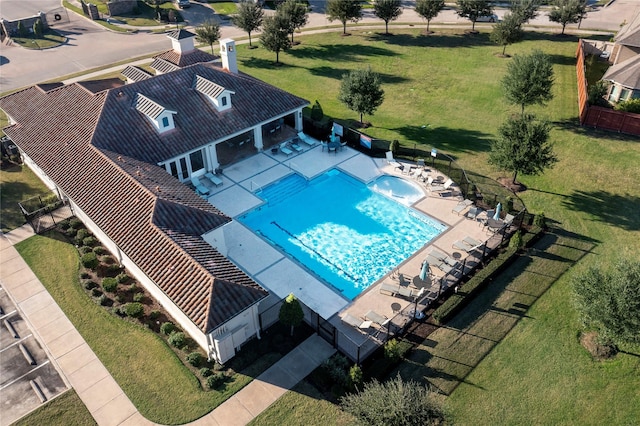 view of swimming pool featuring a patio