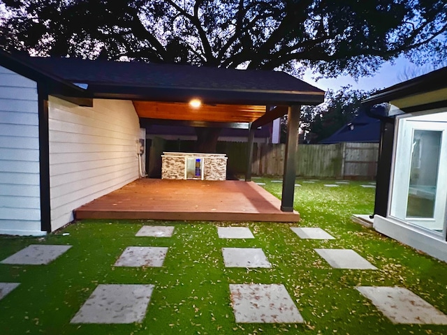 view of yard featuring a deck