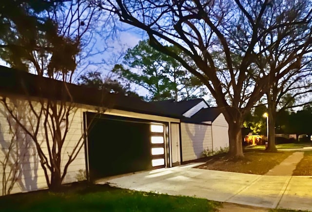 exterior space featuring a garage