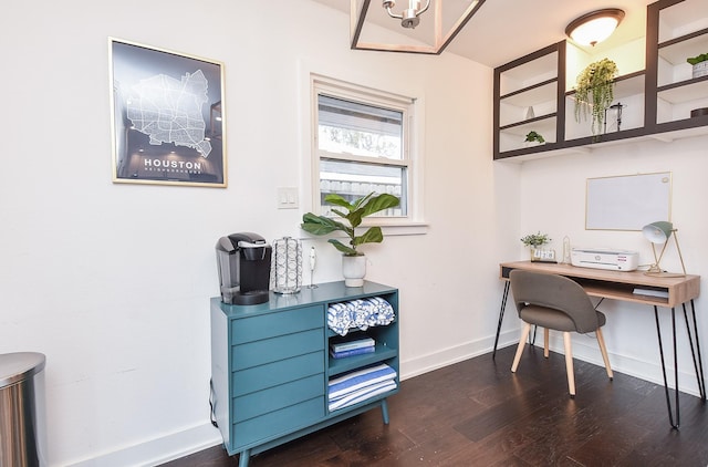 office area featuring dark hardwood / wood-style floors