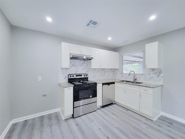 kitchen featuring appliances with stainless steel finishes, sink, and white cabinets